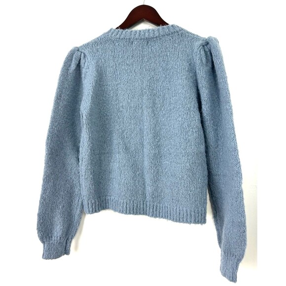 Easel Women M Blue Soft Cozy Warm Knit Short Cardigan Sweater Button Up 1116E3 - Picture 6 of 10